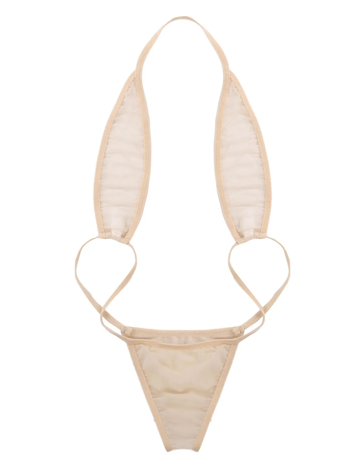 TiaoBug женский сексуальный цельный прозрачный мини стринги купальник трикини пляжный купальник эротический прозрачный ночное белье - Цвет: Apricot