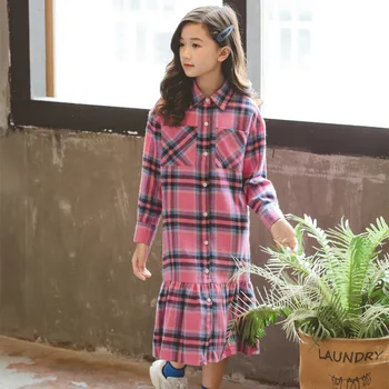 

New 2020 Autumn Girl Dress Plaid Baby Princess Dress Kids Ruffles Dress Toddler Cotton Clothes Leisure Kids Cute Dress 5408