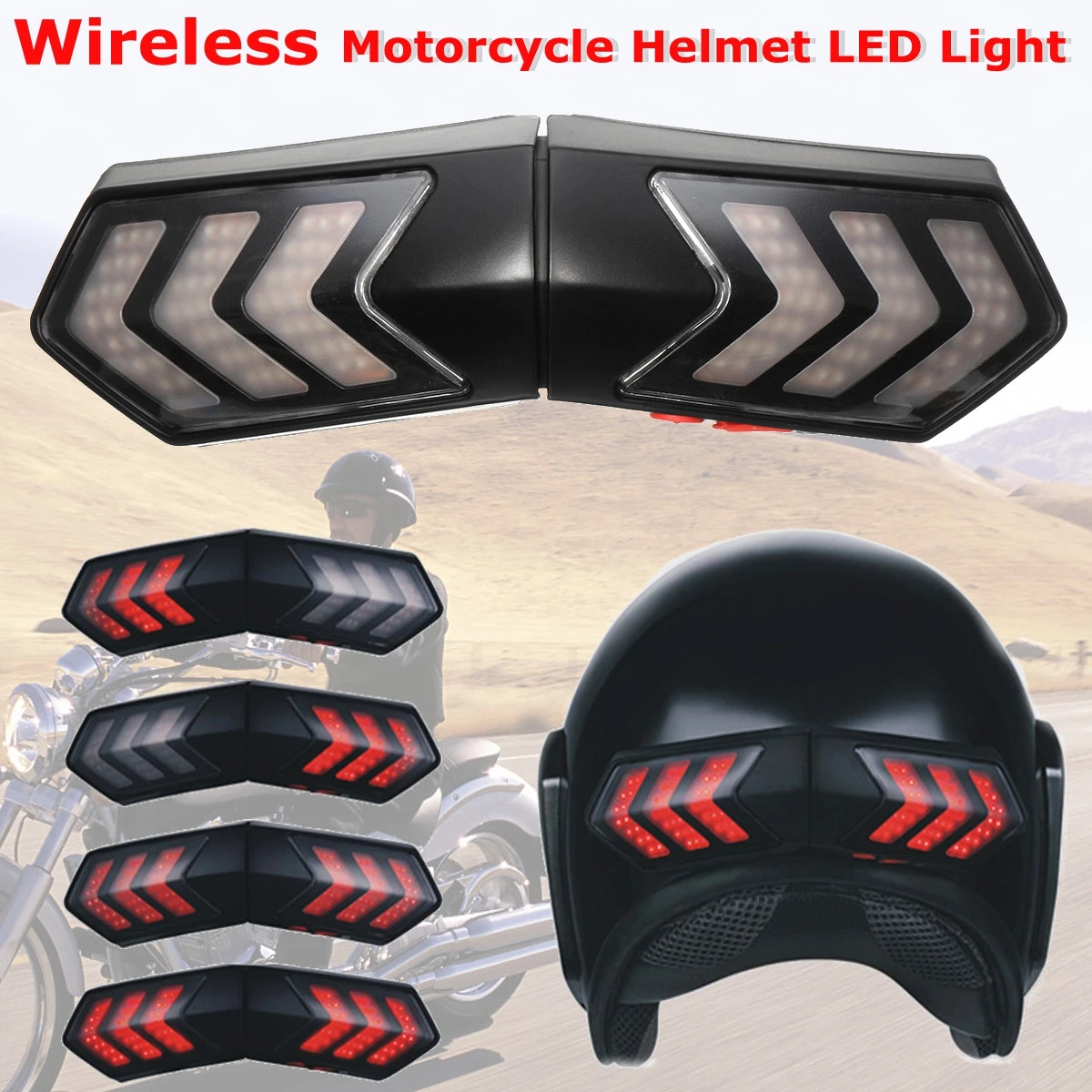 Мото шлем мотоциклетный шлем беспроводной светодиодный тормозной Стоп-сигнал для поворота Световые индикаторы Мотоцикл Мотокросс скутера шлем