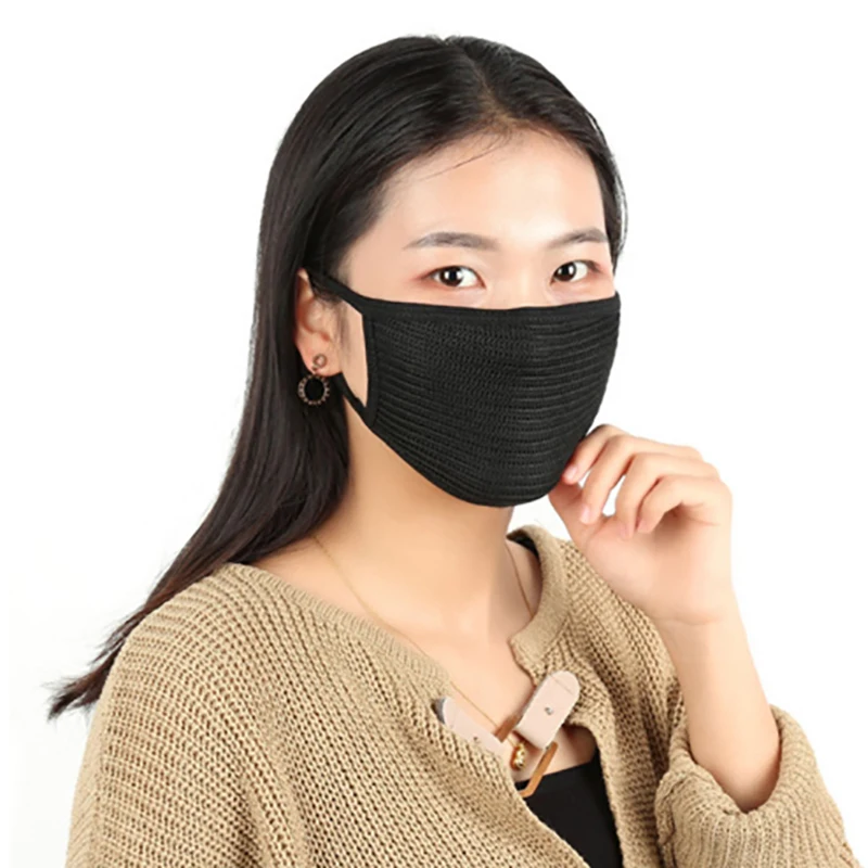 Черная хлопковая противопылевая маска унисекс для спорта на открытом воздухе и велоспорта, ветрозащитная теплая маска для лица и рта