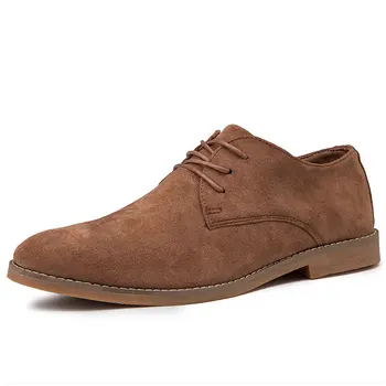 

2020 New Flat heel men boots Suede Increase Shoes male Pointed head Solid Color Lace-up fashion winter Botas Hombre Size 39-46