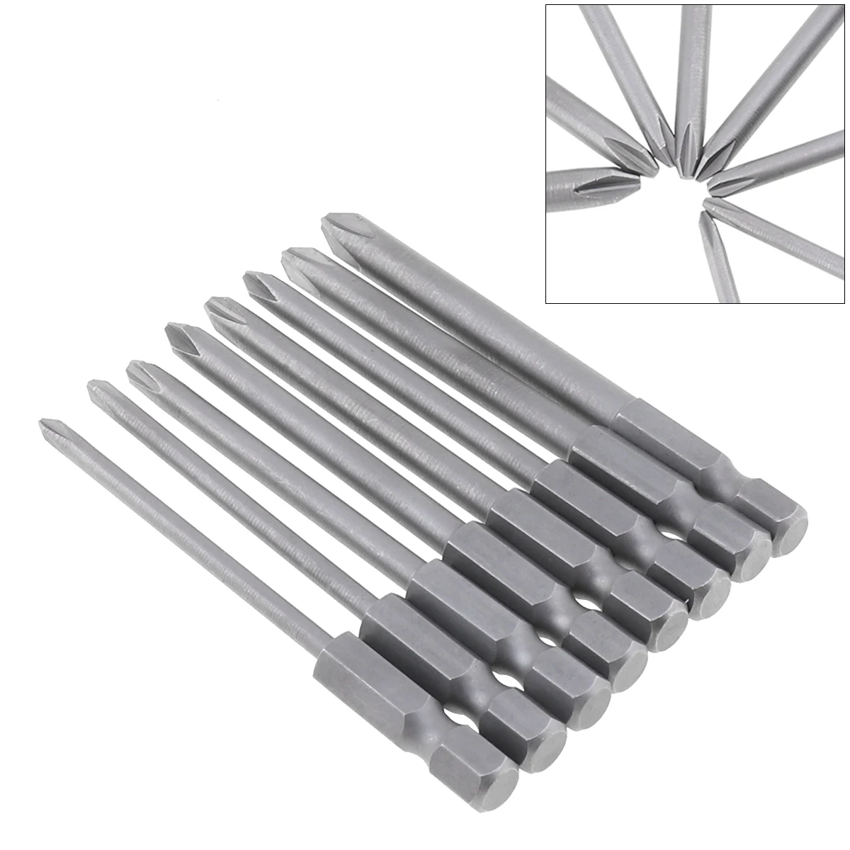 8pcs 75mm Screwdriver Bit Set Long Hex Cross Head Screw Driver