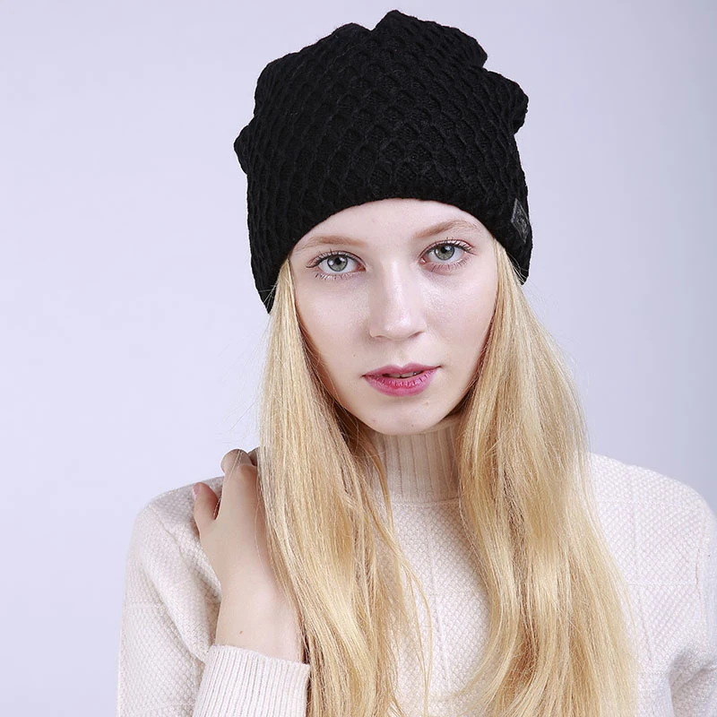 Winter Hats for Woman Hip Hop Knitted Hat Women's Warm Slouchy Cap Female Soft Baggy Skullies Beanies Crochet Ski Beanie Hat