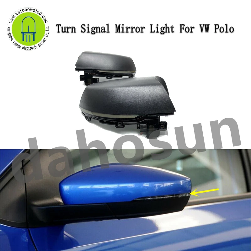 

2Pcs Dahosun Dynamic LED Turn Signal Light for VW Polo MK5 6R 6C 2009-2017 Rearview Mirror Indicator Blinker Repeater Light