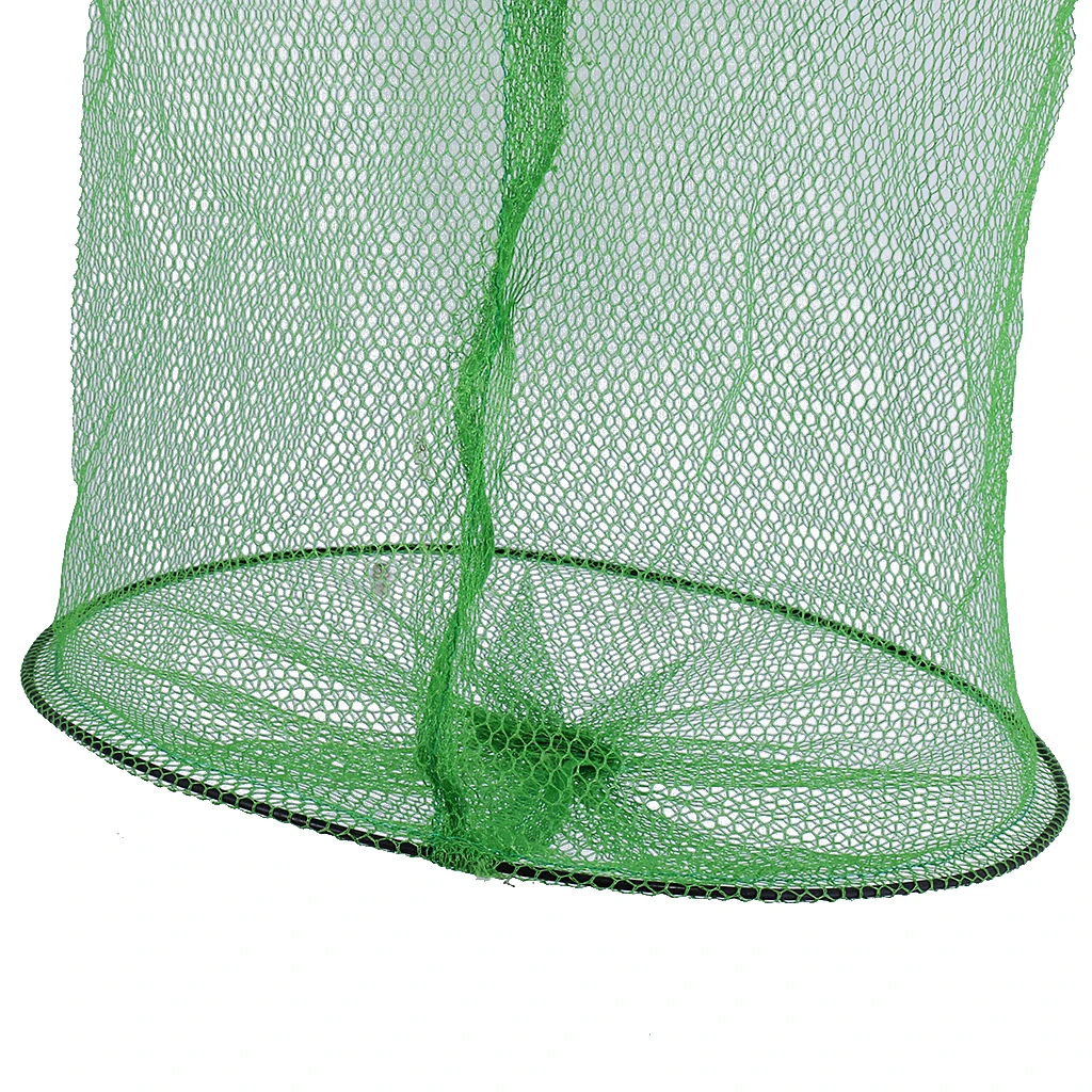 Handheld Foldable 2 Layer Fishing Net Green Soft Nylon Crab Crayfish Fishing Keep Net