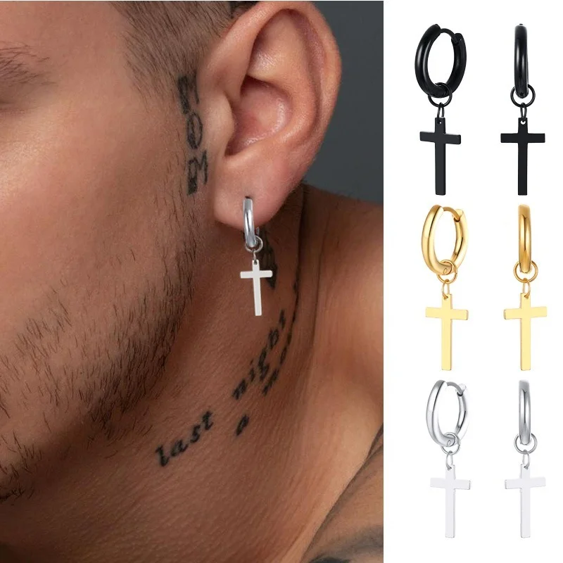 Amazon.com: Bronze Feather Earring for Men - Single Pirate Style Hoop  Earrings - Dangle Lava Rock and Tiger Eye Men's Earring Single : Handmade  Products
