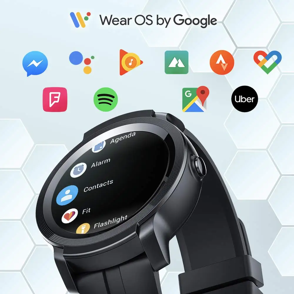  TicWatch E2 Black Smart Watch Men & Women Bluetooth GPS Watch Android/iOS compatible 5ATM Waterproo