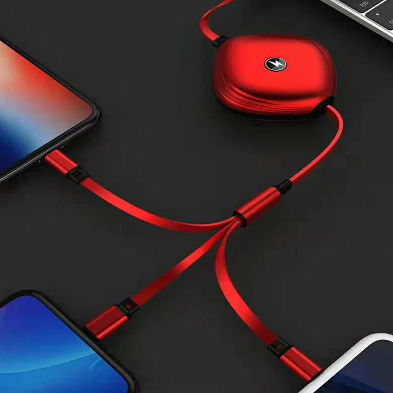 3 в 1 USB Выдвижной кабель для быстрой зарядки 3A Быстрая зарядка Micro usb type C для iPhone samsung Xiaomi huawei телефонный шнур