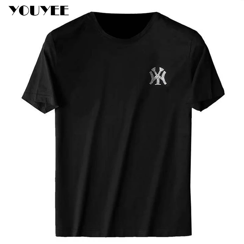 

T-shirt Men's Slim Hot Diamond Trend Handsome Tees Mercerized Cotton 2022 Summer Simplicity Comfortable Top-quality Male Clothes