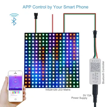 

Bluetooth Controller App Control for Dream Color Led Strip Light with Chasing Effect RGB Rope Light (WS2811 WS2812B SK9822