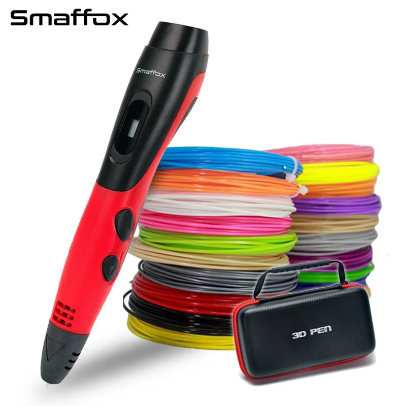 Оригинальная 3D Ручка smaffox, 18 цветов, 54 метра, нити, 3D принтер, ручки с ЖК-дисплеем, ручка для рисования, 3D формование