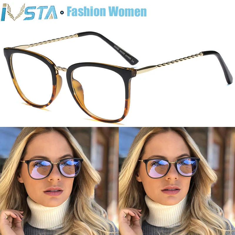 

IVSTA Myopia Glasses Women Square Optical Frame TR90 Prescription Eyeglasses for Sight Lady Fashion Retro Glasses Vintage 08722