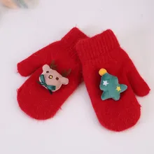 Модные детские теплые перчатки для малышей; плотные Рождественские теплые варежки для мальчиков и девочек; перчатки для детей