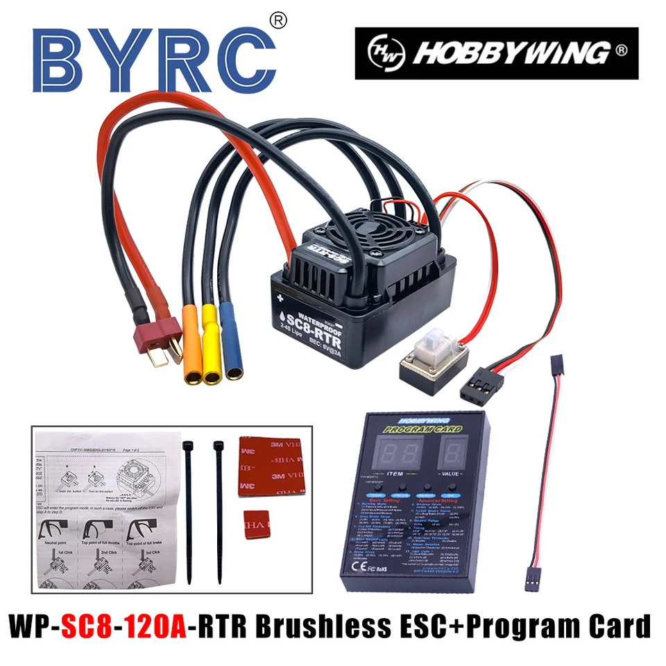 HOBBYWING EZRUN WP-SC8 ブラシレスESC Hobbywing EZRUN SC8 120A Waterproof Brushless ESC 1/8 1/10 RC – RC