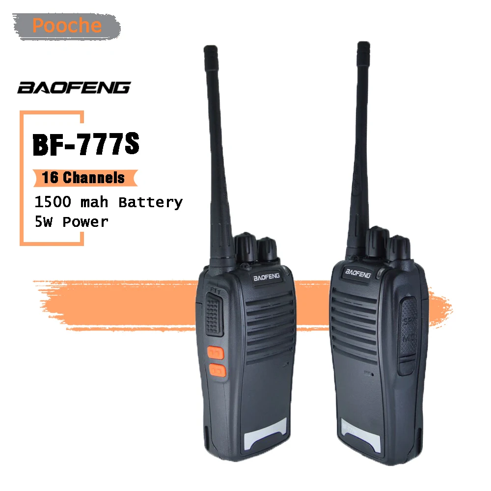 2PC precio de fábrica Baofeng 777s 2 Radio UHF 400-470MHz Radio 777S 5 vatios Walkie Talkie Hotel & construcción woki toki