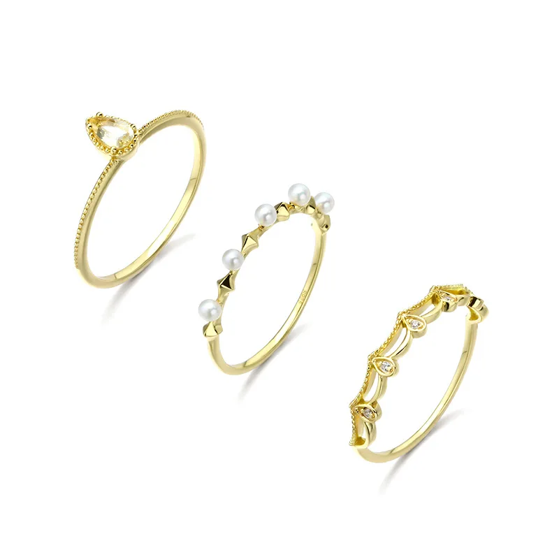 

Dun li Autumn And Winter Accessories New Style Christmas Qualified Citrine Pearl Ring Women's 925 Silver Plated 14k Gold Retro R