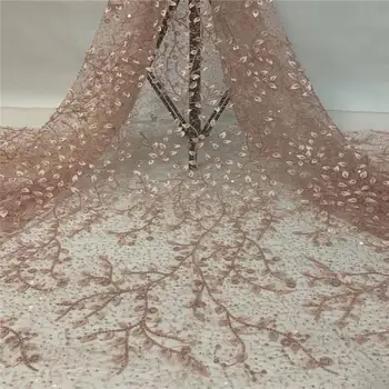 

african sequin lace fabric 2020 Nigerian Tulle Sequence Lace Fabric High Quality Lace For Wedding Dress 5 Yards SL69