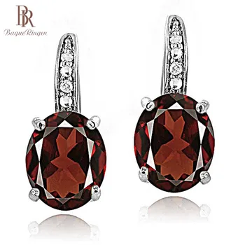 

Bague Ringen Luxury 925 Sterling Silver Earrings for Women Red Purple Yellow Gemstone Wedding Earrings With Stones jewelry