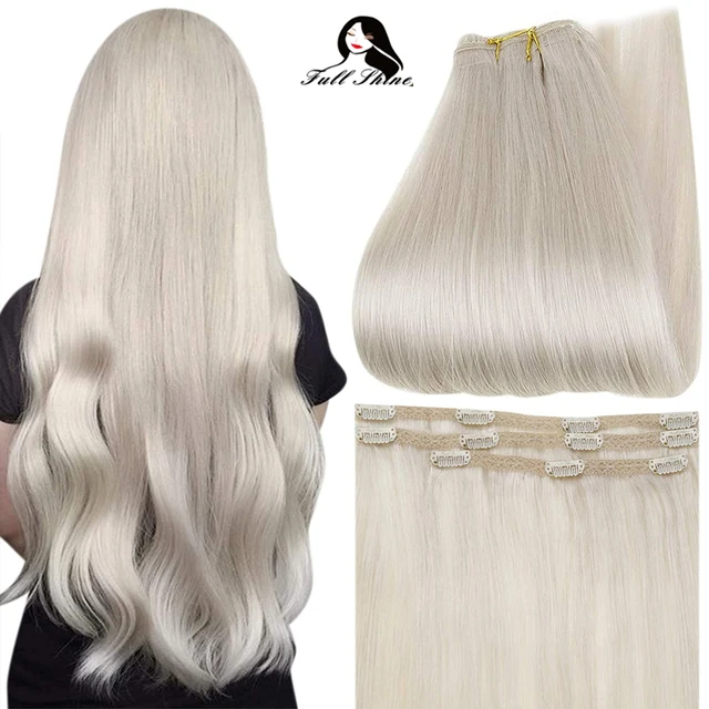 Full Shine 50 Grams Clip On Human Hair Extensions Ombre Color 3Pcs 100% Machine Remy Human Hair Hairpins Clip In Hair Extensions 1000