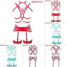 Красный бюстгальтер с вырезами на бретельках, обхват груди у топа; Длина портупея пояс сексуальное женское нижнее белье чулки с подтяжками, ботинки для панков и готов, отрегулировать вечерние рейв