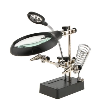 

2.5X 7.5X 10X LED Light Magnifier Glass Table Desk Lamp On Stand Clip Loupe