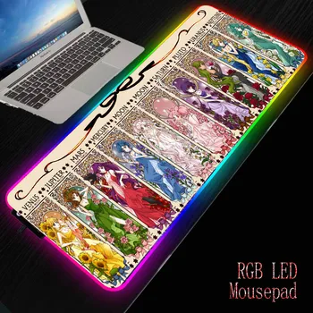 

Mairuige Sailor Moon Anime RGB Gaming Mousepad XXL Large LED Backlit Lighting Mouse Pad Desk Pad Natural Rubber Keyboard Mat