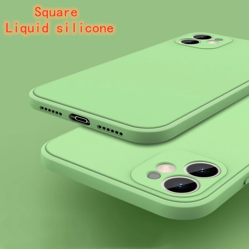 Квадратный жидкий силиконовый чехол для телефона из ТПУ iPhone 6 6s 7 8 Plus X 10 11 12 Pro XS Max XR