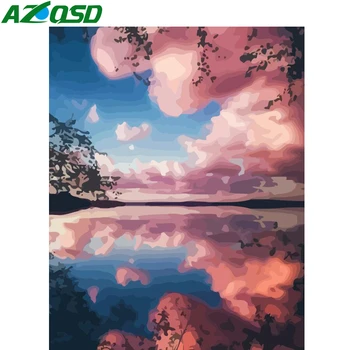 

AZQSD 40X50cm No Frame Paint By Number Canvas Painting Kits Sky DIY Handicraft Paint By Numbers Landscape Handmade Gift
