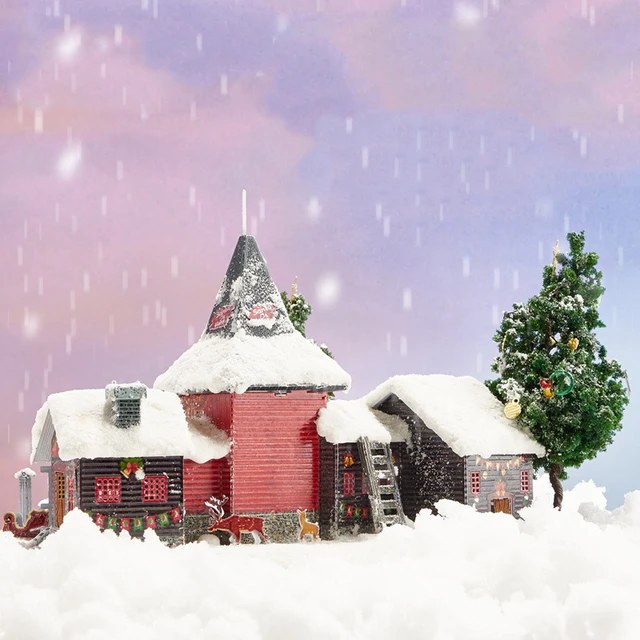 DIY 3D Metal Model Building Kit Christmas Village House with Santa Claus Dollhouse Miniature With Light Toys for Girls Gifts 3