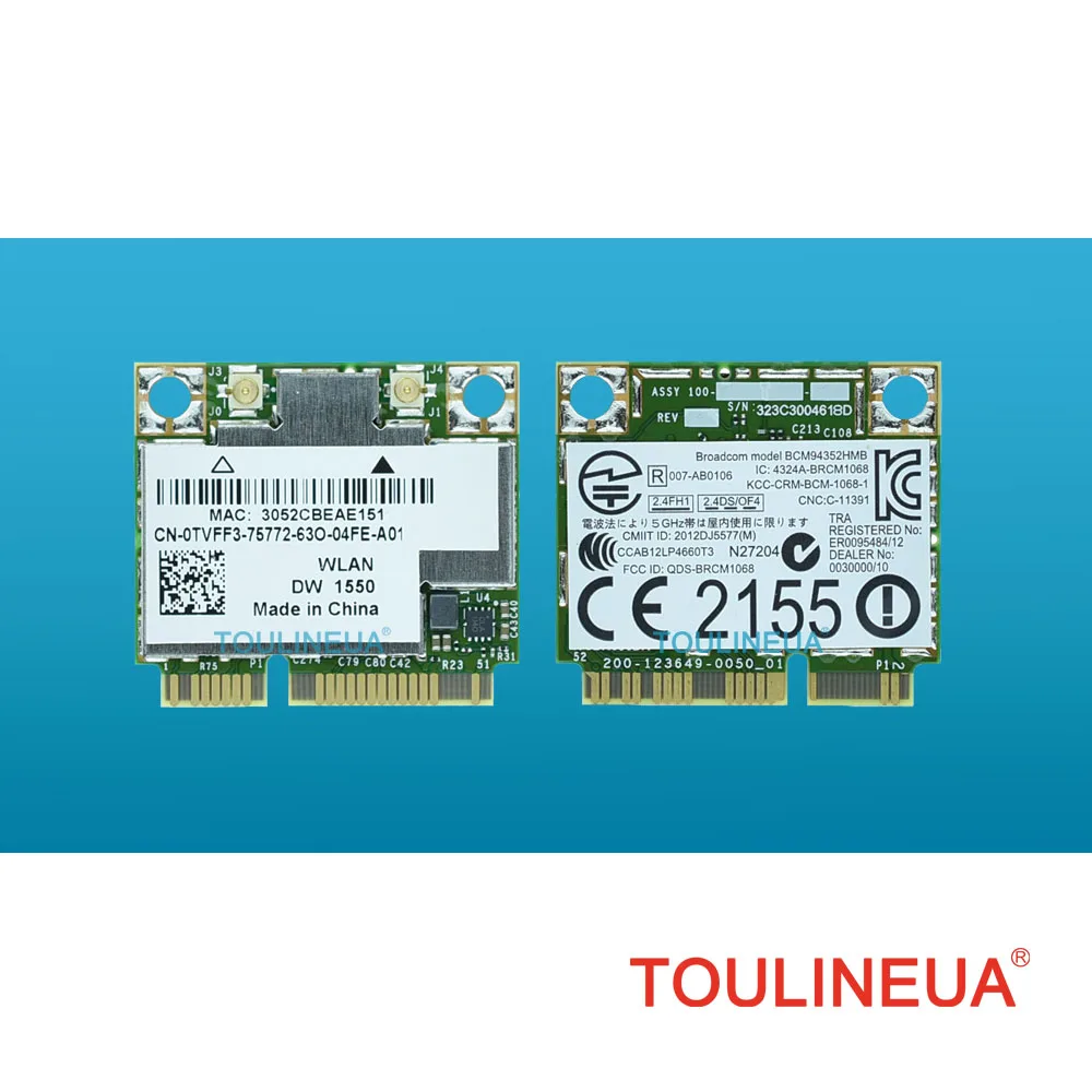 

Беспроводная сетевая карта BCM94352HMB DW1550 802.11ac 867 Мбит/с AC 2,4 & 5G BT4.0 WiFi Поддержка Mac OS