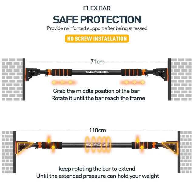 Pull Up Bar Horizontal Portable Multifunctional Indoor Wall Adjustable Exercise Workout 3