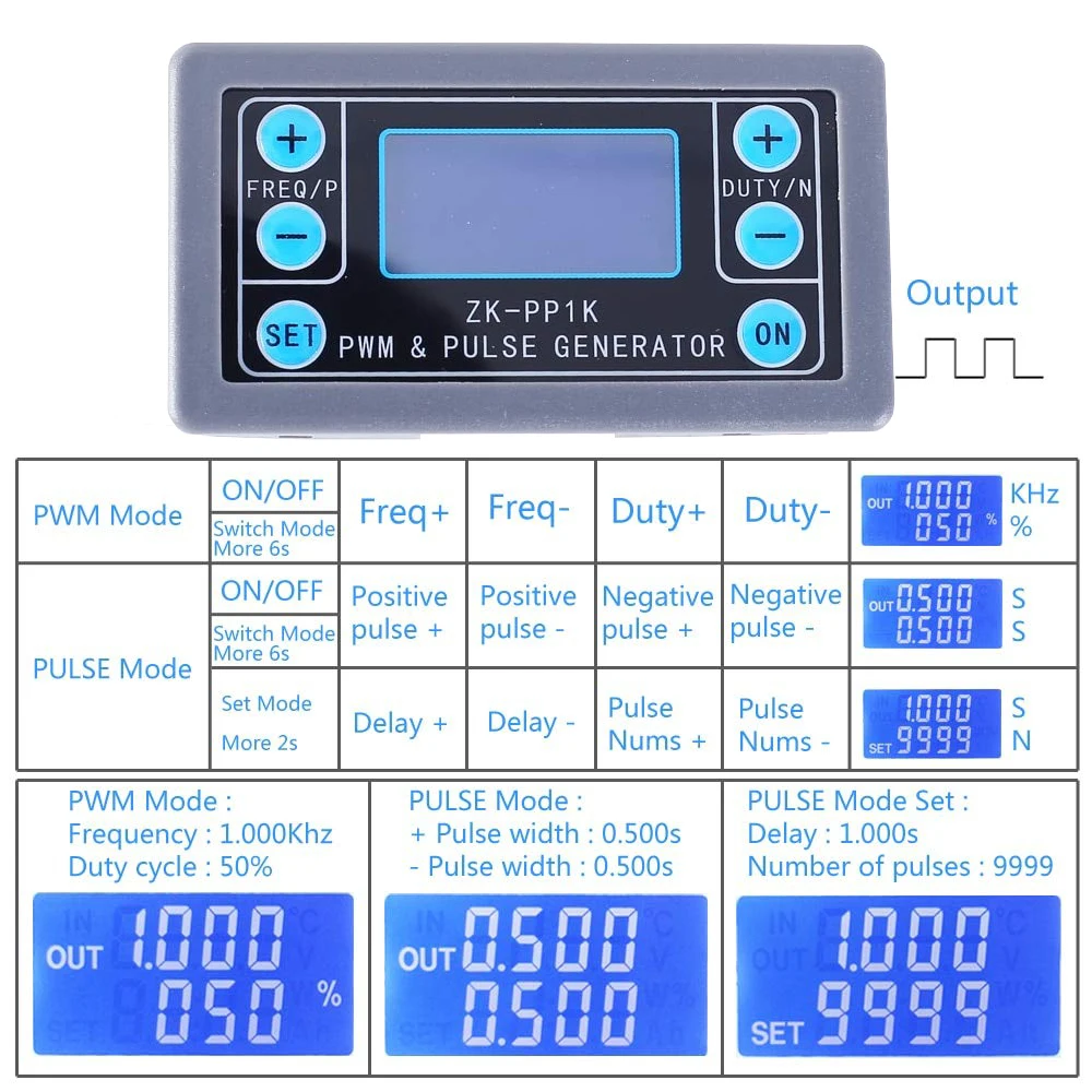 Digital PWM LCD Signal Generator Pulse Frequency Duty Cycle Adjustable Square Wave Rectangular Wave Signal Function Generator 5