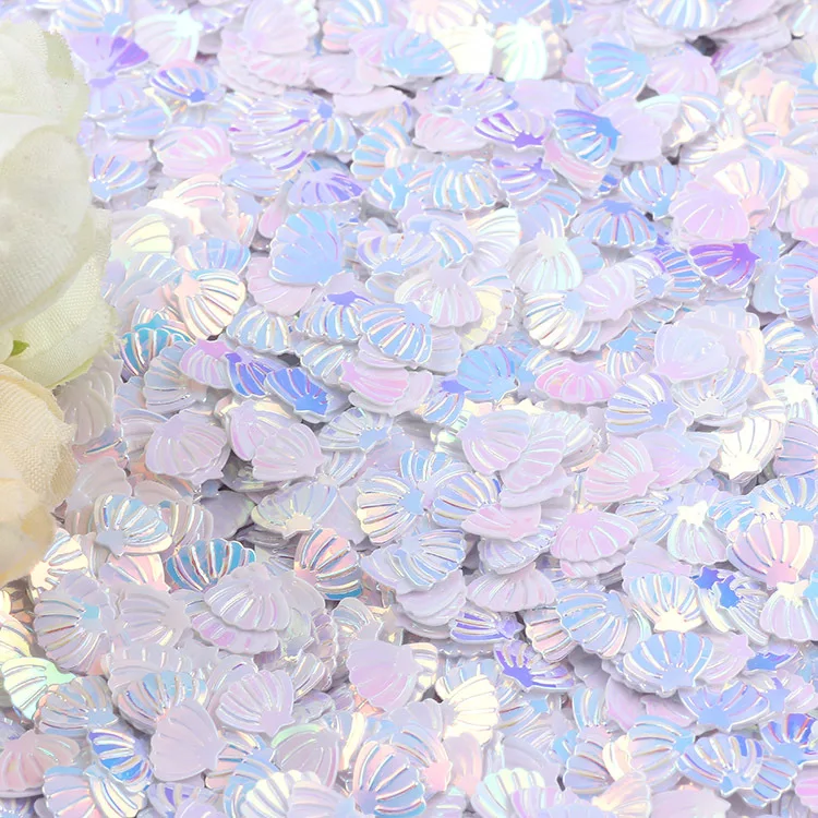 15g Iridescent Sparkle Shell Glitter Confetti 7MM Purple For Baby Shower Confetti Party Table Scatter Decor HW22