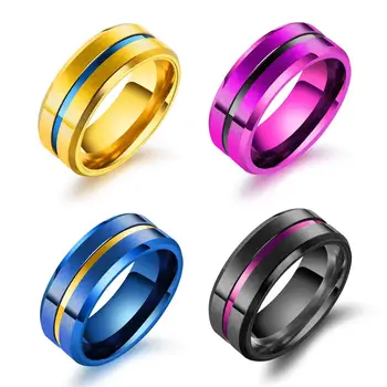 

Popular fashion style stainless steel ring width of 8 mm multi color titanium steel for Men's and women's ring for couple rings