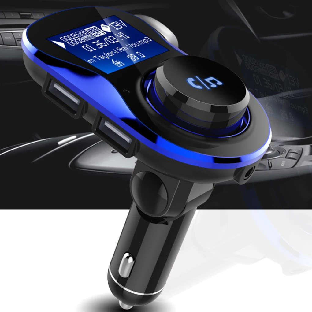 Автомобильный MP3-плеер Bluetooth беспроводной fm-передатчик громкой связи 1,4 дюймов ЖК-экран Обнаружение напряжения двойное зарядное устройство USB