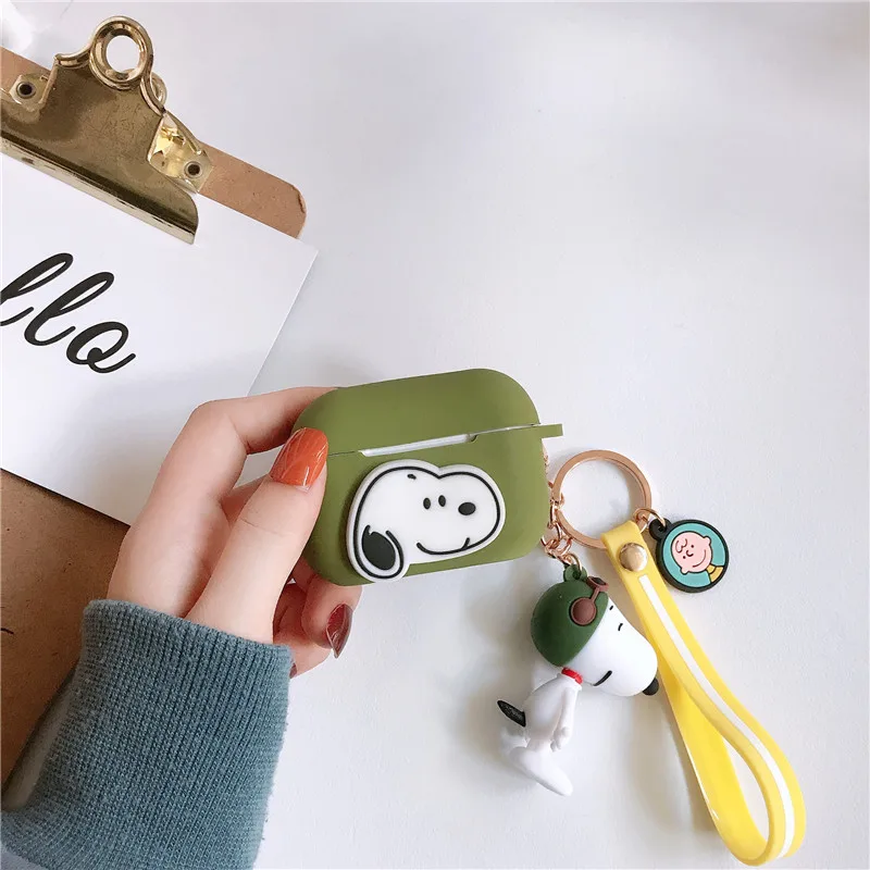 Green Чехол для наушников с героями мультфильмов для AirPods Pro, силиконовый кулон в виде животного, беспроводной чехол для наушников, АНТИШОК для Apple Airpods 3, аксессуары - Color: Green