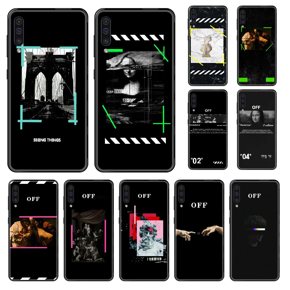 

Fashion Brand OFF Phone case For Samsung Galaxy A 3 5 6 7 8 20 40 50 70 71 E S Plus 2016 2017 2018 black soft hoesjes art