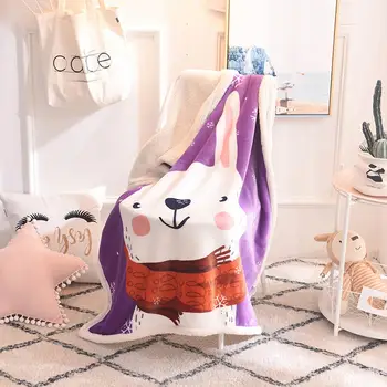

Svetanya Purple Bunny Snowflake Double-side Thick Winter Sherpa Fleece Blankets Throws Plaids Microfiber Polyester Bedsheet