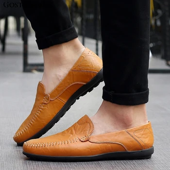 

Men Loafers Leather Summer Casual Shoes Men Mocassin Homme Black Brown Slip-on Shoes Driver Moccasins