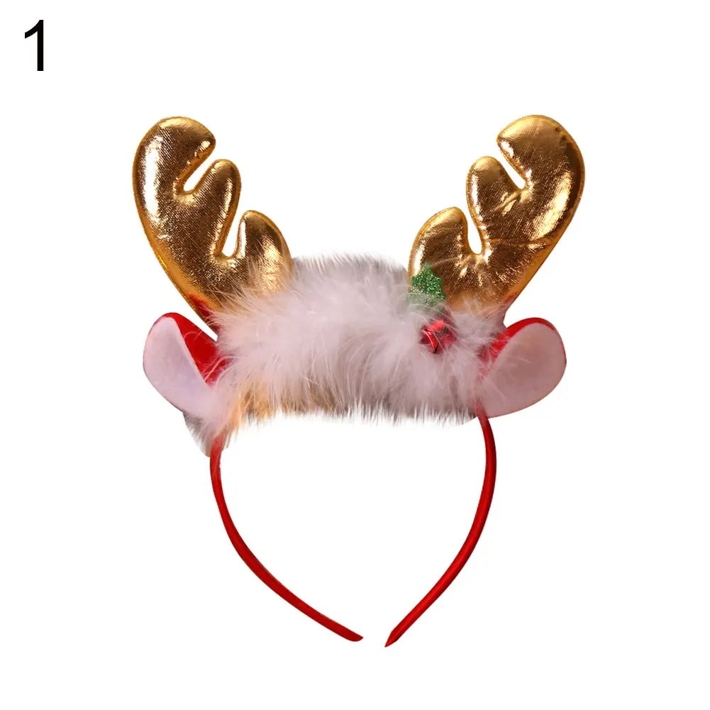 Милая детская Рождественская шляпа оленьи рога перо обруч для волос повязка на голову вечерние Головные уборы Подарок рождественские украшения - Цвет: B466a