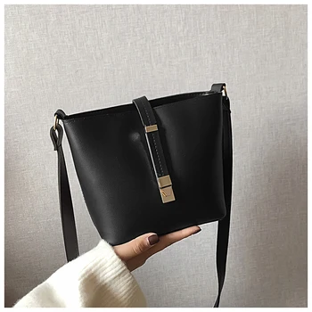 

Fashion wild bucket bag 2019 new contrast color shoulder bag slung small bag retro bucket bag office worker handbag tide bag