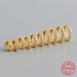 925 Sterling Silver 5/6/7/8/9mm Small Hoop Earrings Women Simple White Zircon Gold Silver Round Circle Huggies Fashion Jewelry
