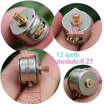 

2PCS/LOT Micro two-phase four wire stepping motor 15mm stepping motor with 12 teeth 0.25 moudle gear