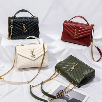 

2020 Spring and Summer New European and American Popular One-Shoulder Square Sling Bag Multi-Color Pu Hardware Chain Graceful