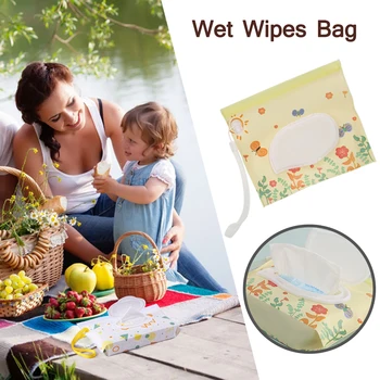 

Eco-Friendly Baby Wipes Carrying Bag Clamshell Wet Wipe Box Snap Strap Container Dispenser Snap-strap Pouch Light Weight