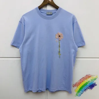 

Embroidery Chrysanthemum T Shirt Men High Quality Top Tees Streetwear Purple White T-shirt Tshirt