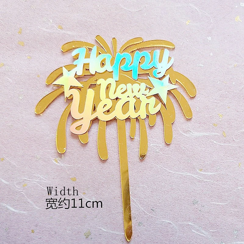 2pc new year F Акриловые золотые облака Топпер для торта для детского душа принадлежности для выпечки новогодние вечерние украшения фейерверк кекс десерт Любовь Подарки - Цвет: 2pc new year F