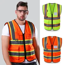 Светоотражающий Жилет для бега, для мужчин, высокая видимость, мульти карман, Спортивная конструкция, безопасность, снаряжение, наружный протектор, топ QW40