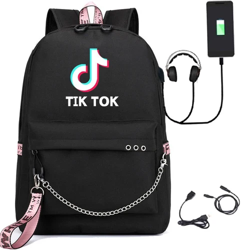 Tik Tok 백팩 USB 충전 학교 가방, 십대 대용량 방수 학생 배낭, 캐주얼 여행 노트북 가방 2