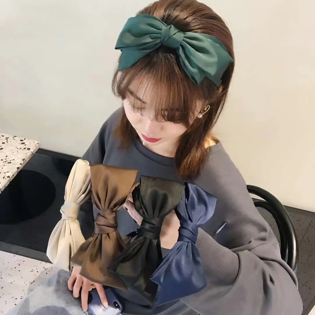Бренд Hairband большие луки кроличьи уши ткань лук ободок девушки женщины волосы голова обруч Повязки Аксессуары для повязки на голову для девочки головной убор